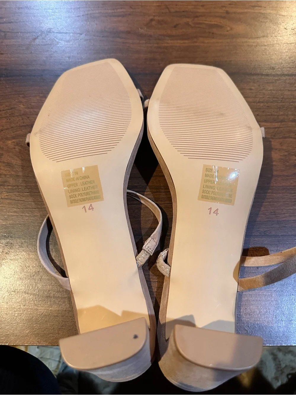 Farylrobin Nude Beige Strappy Block Heel Sandals